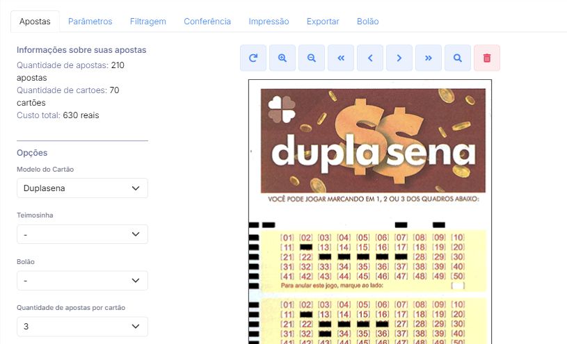 Volante da Dupla Sena gerado pelo SPLoto.Net