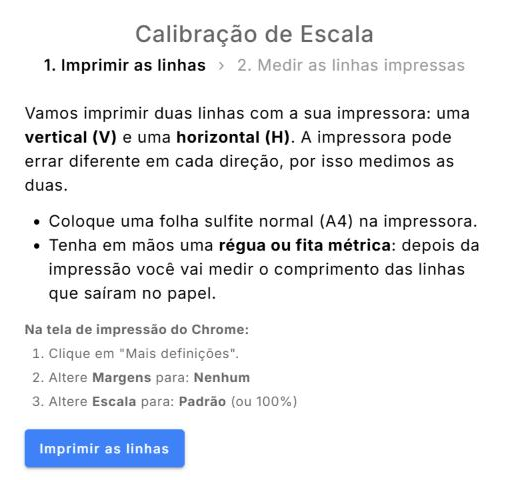 Passo 1 da calibração