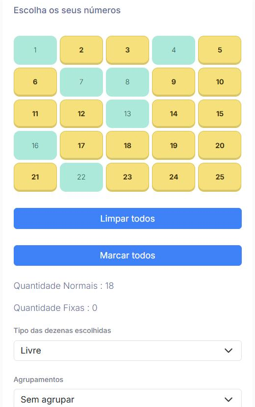 Escolha das dezenas da Lotofácil no SPLoto.Net