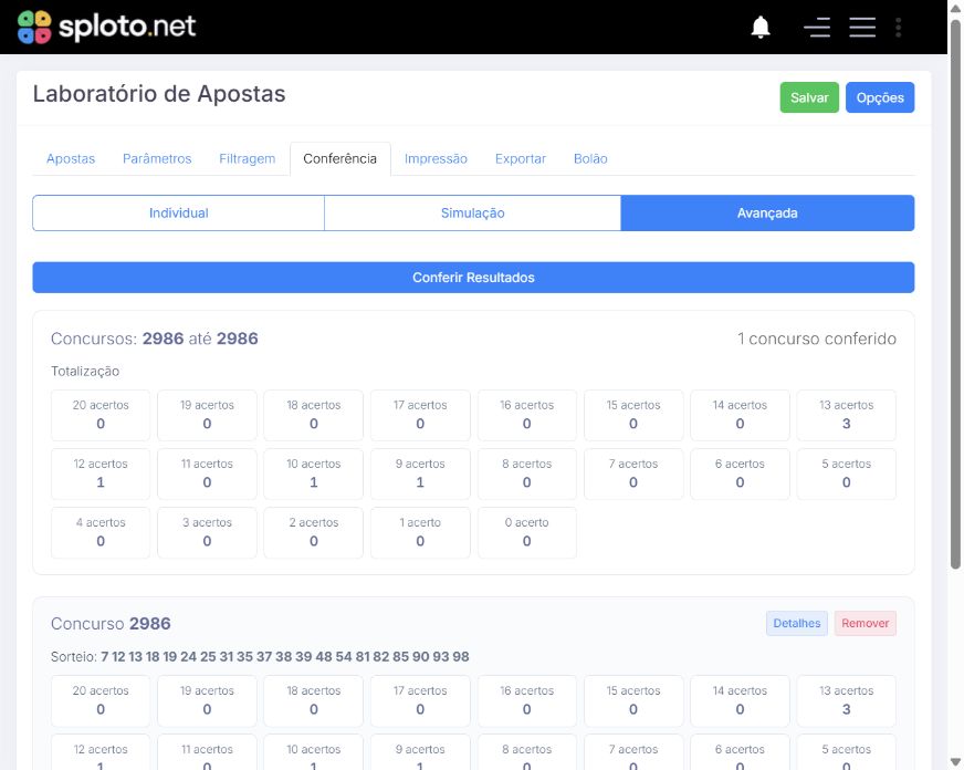 Conferência avançada da Lotomania