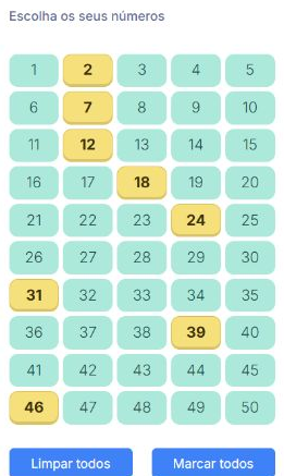 Escolha das dezenas da +Milionária no SPLoto.Net