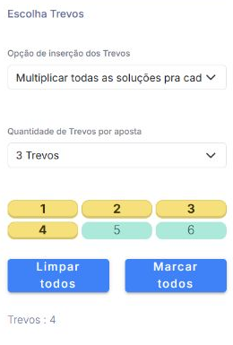 Escolha de três trevos por aposta