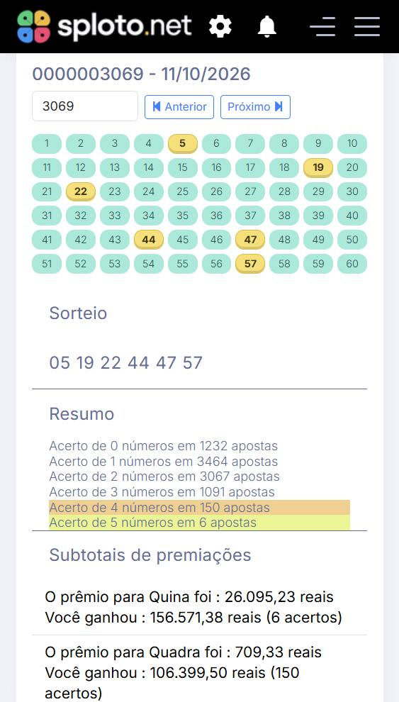 Conferência de resultados da Mega-Sena