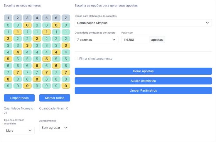 Escolha dos números da Super Sete
